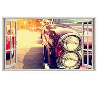 H899 Classic American Car Sun Red Window Wall Decal 3D Art Stickers Vinyl RoomKids Bedroom Baby Nursery Cool Livingroom Hall Boys Girls (HUGE (100x175cm))