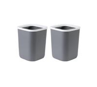 H8Q4D7N5G9 Dustbin Trash Can, Plastic, Square Without Lid with Pressure Ring for Home Kitchen Office Waste Paper Bin Large/small Black/gray/pink Pack of Two