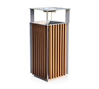 H8Q4D7N5G9 Garbage Can Square Garbage Can, Metal Outdoor Recycling Bin with Top Ashtray and Removable Inner, Large Commercial Waste Container