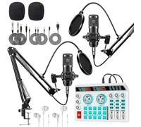 H9 Podcast Equipment Bundle for 2,DJ Mixer with BM800 Podcast Microphone Bundle Studio Condenser Microphone Perfect for Podcasting, Recording, Singing, TikTok Live Vlog,Streaming and Gaming