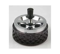 HA Ashtray Chrome/Smoked Glass 12 cm 732 g Black Silver