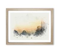 Ha Long Bay In Vietnam In Abstract Modern Art Framed Print | A2 Oak Framed Wall Art | Ready to Hang | Abstract Fantasy Picture | Living Room Bedroom Lounge Office