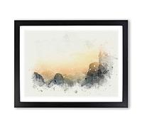 Ha Long Bay In Vietnam In Abstract Modern Art Framed Print | A3 Black Framed Wall Art | Ready to Hang | Abstract Fantasy Picture | Living Room Bedroom Lounge Office