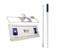 Ha-Ra Floor Express Set Made of Stainless Steel & Floor Fibre White Long I Robust Floor Mop for Cleaning Floors & Walls I Manoeuvrable & Lightweight Mop with Non-Slip Handle & Divisible Handle 42 cm