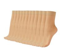 HA WA 12 Pairs Women's Ankle High Sheer Pop Nylon Socks, 20D Transparent Comfortable Silk sheer Socks,Nude,Black