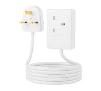 HAADI Extension Lead 2m, Single Socket 1 Gang Extension Lead UK 13A with Surge Protection, CE Certified Plug Extension Cord for Home Office, White