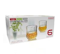 HAADI Glasses Drinking Set of 12 Highball Crystal Clear Cocktail Glass 320ml Diamond Cut Tumbler Dishwasher Safe Ideal for Wine or Beverages