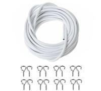 HAADI Net Curtain Wire 4m White Hanging Cord Cable set with 8 Pairs Hooks and Eyes, Customized to Fit for Multi-Purpose Window, Voile, Shower Curtains