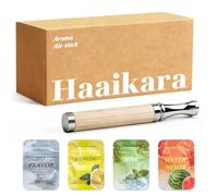 Haaikara Herbal Air Stick Smokeless Inhaler - Maple Wood Barrel & Stainless Steel Tip | 4 Scents: Mint, Lemon, Watermelon & Unscented | Relaxing, Portable, Non-Electric Aroma Diffuser