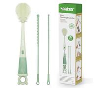 haakaa 5-in-1 Cleaning Brush Set - Baby Bottle Brush & Bottle Brush Cleaner, Multi-Purpose 360° Comprehensive Cleaning for Breast Pumps, Breast Milk Collector, Baby Bottles, Nipples,Straw - Portable