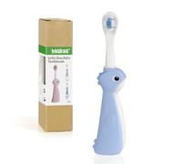 haakaa Dinosaur Toothbrush for Kids 2-4 - Soft Bristles Baby Toothbrush with Silicone Handle, Non-Slip Grip & Tongue Cleaner | BPA-Free, Fun Training for Toddlers - Blue, 1 Count