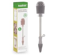 haakaa Dual-Ended Silicone Baby Bottle & Teat Cleaning Brush,Grey