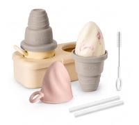 Haakaa Freeze-N-Sip Ice Cream Popsicle Mold Set,Reusable Silicone Popsicles Molds for Kids - BPA Free, Easy Release Ice Pop Maker - Homemade DIY Ice Cream Molds