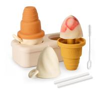 Haakaa Freeze-N-Sip Ice Cream Popsicle Mold Set,Reusable Silicone Popsicles Molds for Kids - BPA Free, Easy Release Ice Pop Maker - Homemade DIY Ice Cream Molds (Marigold)