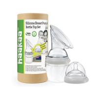 haakaa Generation 3 Silicone Manual Breast Pump and Baby Bottle Top Set, 160ml (Grey)