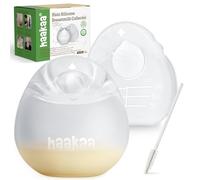 haakaa Halo Silicone Breast Milk Collector - Wearable Manual Breast Pump for Breastfeeding, Hands Free Reusable Breast Milk Shells with Cleaning Brush - 3oz/90ml, 2 Count