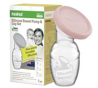 haakaa Manual Breast Pump Breastfeeding Pump with Food Silicone Cap (Blush) 4oz/100ml