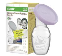 haakaa Manual Breast Pump Breastfeeding Pump with Food Silicone Cap (Lavender) 4oz/100ml