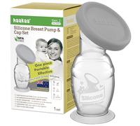 haakaa Manual Breast Pump with Suction Base and Silicone lid Set 4oz/100ml | Natural Suction, Stable Suction Base, Silicone Cap Helps Keep Flange Clean, One-Piece Easy-Clean Design, BPA-Free