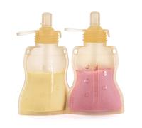 haakaa Pouch Reusable Baby Food Pouch, Reusable Pouches for Toddlers Kids Squeezable Pouch, Washable Freezer - Make Homemade Organic Food for Babies/Toddlers, 4oz, 2 Pack (Yellow)