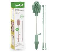 haakaa Silicone Baby Bottle Brush Set for Breast Pumps and Straws,Pea Green