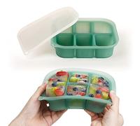 haakaa Silicone Baby Food Tray - Breastmilk Homemade Baby Food Mold - Baby Fresh Food Freezer Tray - Ice Cube Tray - - 4m+ Baby Toddler Kid - Pea Green