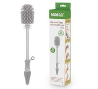 Haakaa Silicone Cleaning Brush - Baby Bottle Brush Cleaner for Breast Pump,Nipple,Breast Milk Storage Bag - Food Grade Silicone (Suva Grey)
