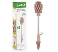 haakaa Silicone Cleaning Brush Kit-Baby Bottle Brush Scrubber for Breast Pump,Nipple,Breastmilk Storage Bag,Reusable Straws,Sippy Cup Soft Food Grade Silicone Bristle Portable - 1pk Pink