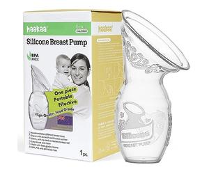 haakaa Silicone Manual Breast Pump, Food Grade Silicone, Adjustable Suction, Lightweight & Portable Manual Breastfeeding Pump, 4oz/100ml
