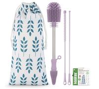 Haakaa Silicone Multifunctional Cleaning Brush Kit (Lavender) - Bottle Brush for Breast Pumps, Breast Milk Collector, Baby Bottles, Nipples, Breastmilk Storage Bags
