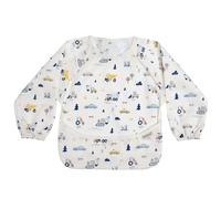 haakaa Waterproof Long Sleeve Baby Bib, Mess-Free Smock Bib with Deep Pocket for BLW Feeding, Painting & Play, Easy Clean Machine Washable Toddler Bib for 6-24 Months, Construction Crew
