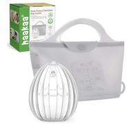 haakaa Wearable Silicone Breast Pump with Steriliser Bag, 2-in-1 Hands-Free Passive Breast Milk Catcher for Nursing Mom, Breastfeeding Essentials, 75ml Shell Pumps & 1 Steriliser Bag - Grey