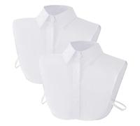 Haakong 2 Pcs Fake Collar Detachable Dickey Collar Faux False Collar Half Shirts for Women Graduation Daily Wear, White, Standard
