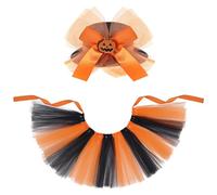 Haakong 2 Pcs Pet Costume Set Tutu Skirt with Pumpkin Hat for Small Dog Cat Halloween Party Photo Prop Costume