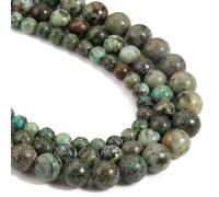 HAAMIIQII 35pcs 10mm Natural African Turquoise Beads Round Loose Gemstone Beads for Jewelry Making DIY Bracelet Necklace