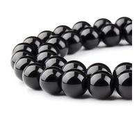 HAAMIIQII 35pcs 10mm Natural Black Agate Onyx Beads Round Loose Gemstone Beads for Jewelry Making DIY Bracelet Necklace