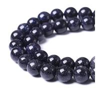 HAAMIIQII 35pcs 10mm Natural Blue Sandstone Beads Round Loose Gemstone Beads for Jewelry Making DIY Bracelet Necklace