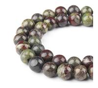 HAAMIIQII 35pcs 10mm Natural Dragon Blood Jasper Beads Round Loose Gemstone Beads for Jewelry Making DIY Bracelet Necklace