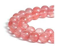 HAAMIIQII 35pcs 10mm Watermelon Cherry Quartz Crystal Beads Round Loose Gemstone Beads for Jewelry Making DIY Bracelet Necklace