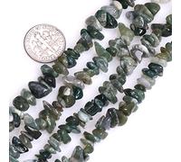 HAAMIIQII 5-8mm Natural Moss Agate Chips Beads Irregular Chip Stones Loose Gemstone Beads Energy Healing Beads for Jewelry Making Strand 30 Inch