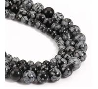 HAAMIIQII 60pcs 6mm Natural Snowflake Obsidian Beads Round Loose Gemstone Beads for Jewelry Making DIY Bracelet Necklace