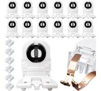 HAAMNING7 12 Pcs T8 Fluorescent Light Holder G13 Base Tombstone Lamp Socket with 6 Pcs Wire Connectors Non-Shunted Single Head AC 250V 2A Bi-Pin Base Replacements for LED Fluorescent Tube