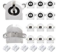 HAAMNING7 12 Pcs T8 Fluorescent Light Holder G13 Base with Metal Sheet Non-Shunted AC 250V 2A Tombstone Lamp Socket with 6 Pcs Wire Connectors Bi-Pin Base Replacements for LED Fluorescent Tube