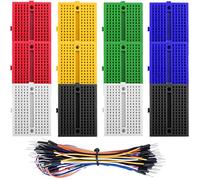 HAAMNING7 170 Tie Points Mini Breadboard, 12PCS Small Solderless Prototype PCB Board Kit Quick Connection for Arduino Proto Shield, with 65 Pcs Breadboard Jumper Wires
