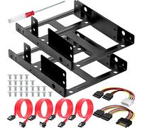 HAAMNING7 2.5" to 3.5" SSD/HDD Mounting Bracket Hard Drive Adapter Metal Bracket Kit - Laptop SSD/HDD Hard Drive to Desktop Computer HDD Adapter with SATA 3.0 Cable, 2 PCS HDD Bracket