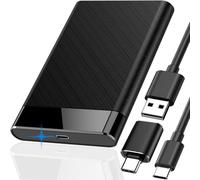 HAAMNING7 2.5Inch Hard Drive External Enclosure, 6 Gbps Tool-Free USB 3.0 to SATA III HDD SSD Hard Drive Case Enclosure for 7mm/9.5mm,with USB to Type-C Extension Cable, USB to Type-C Adapter
