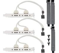 HAAMNING7 2 Pack 2 Port USB 2.0 Rear Panel Expansion Bracket to 9 Pin, Motherboard USB2.0 9 pin Female to Dual USB Type-A Female with PCI Slot Cover Dust Filter, 30cm
