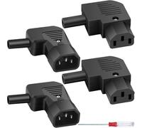 HAAMNING7 2 Pcs IEC320 C13 C14 Right Angle Connector 250V 10A 3 Pin Female Male Inline Rewirable Power Plug Socket Adapter, for PDU Cabinet Electric Car LED Light Computer Case
