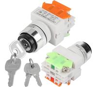 HAAMNING7 2 Pcs Key Rotary Switch 2 Position Key Operated Rotary Switch 1NO 1NC 10A LAY37-11Y/21 Rotary Selector with Key 22mm Mount Hole, for CNC Lathe Crane Ship
