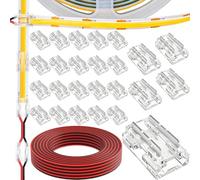 HAAMNING7 25 Pcs 9 in 1 LED Connectors 8mm 2Pin, with 2m/79in 22AWG Wire 9 Types Connection Light Connector for COB SMD 2835 3528 LED Strips, Straight, Corner, Strip to Strip & Strip to Wire